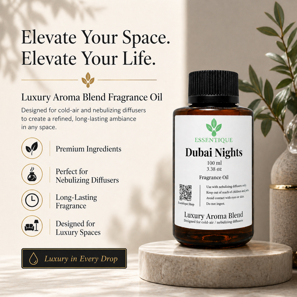 Essentique Dubai Nights Diffuser Oil | Luxury Oud Inspired Home Fragrance (100ml)