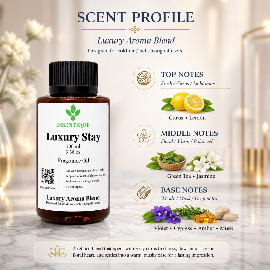 Essentique Luxury Stay Diffuser Oil | Luxury Hotel Scent for Home (100ml)