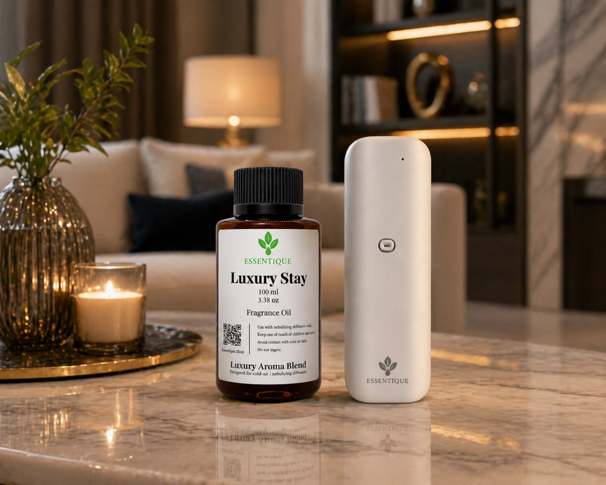 Essentique Luxury Stay Diffuser Oil | Luxury Hotel Scent for Home (100ml)