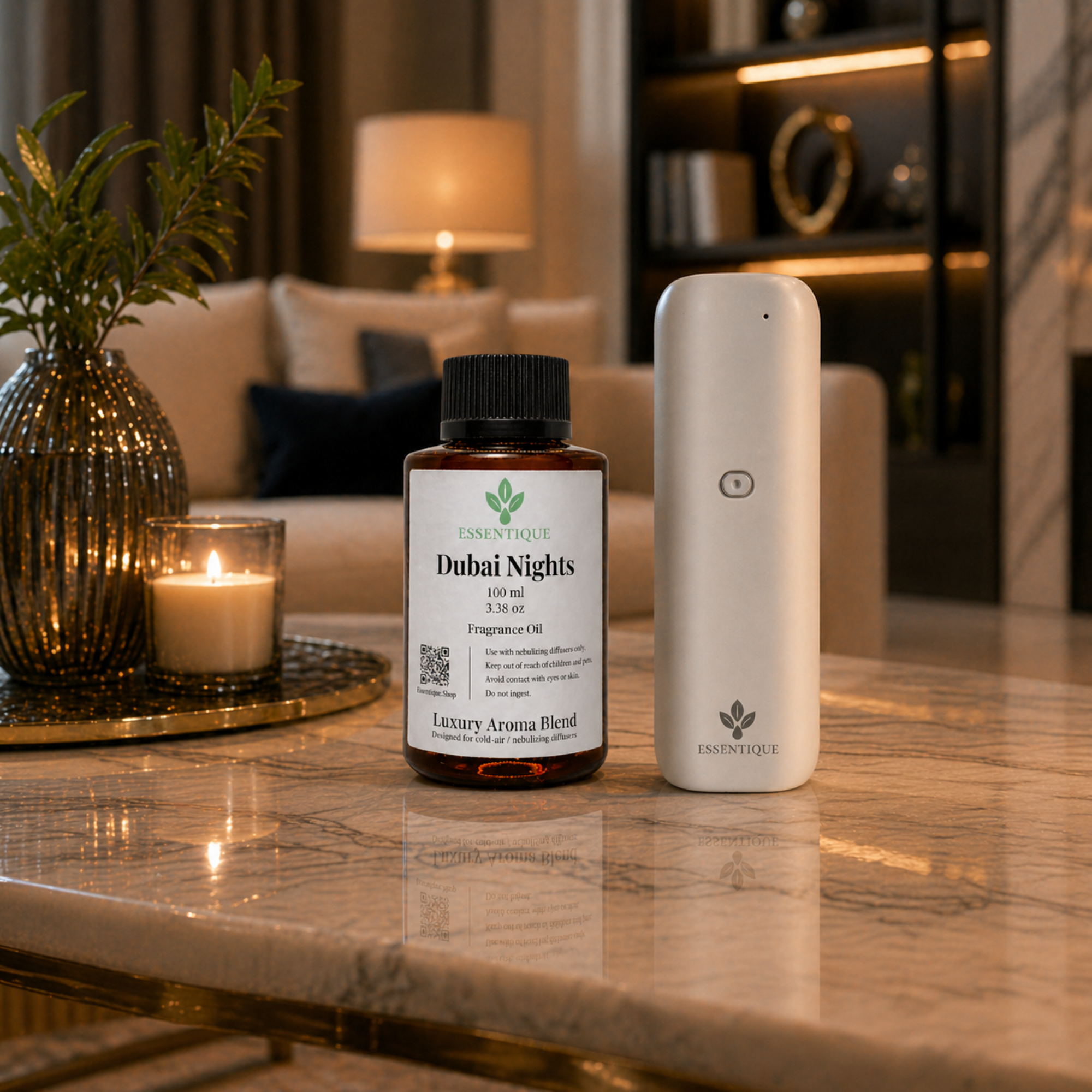 Essentique Dubai Nights Diffuser Oil | Luxury Oud Inspired Home Fragrance (100ml)