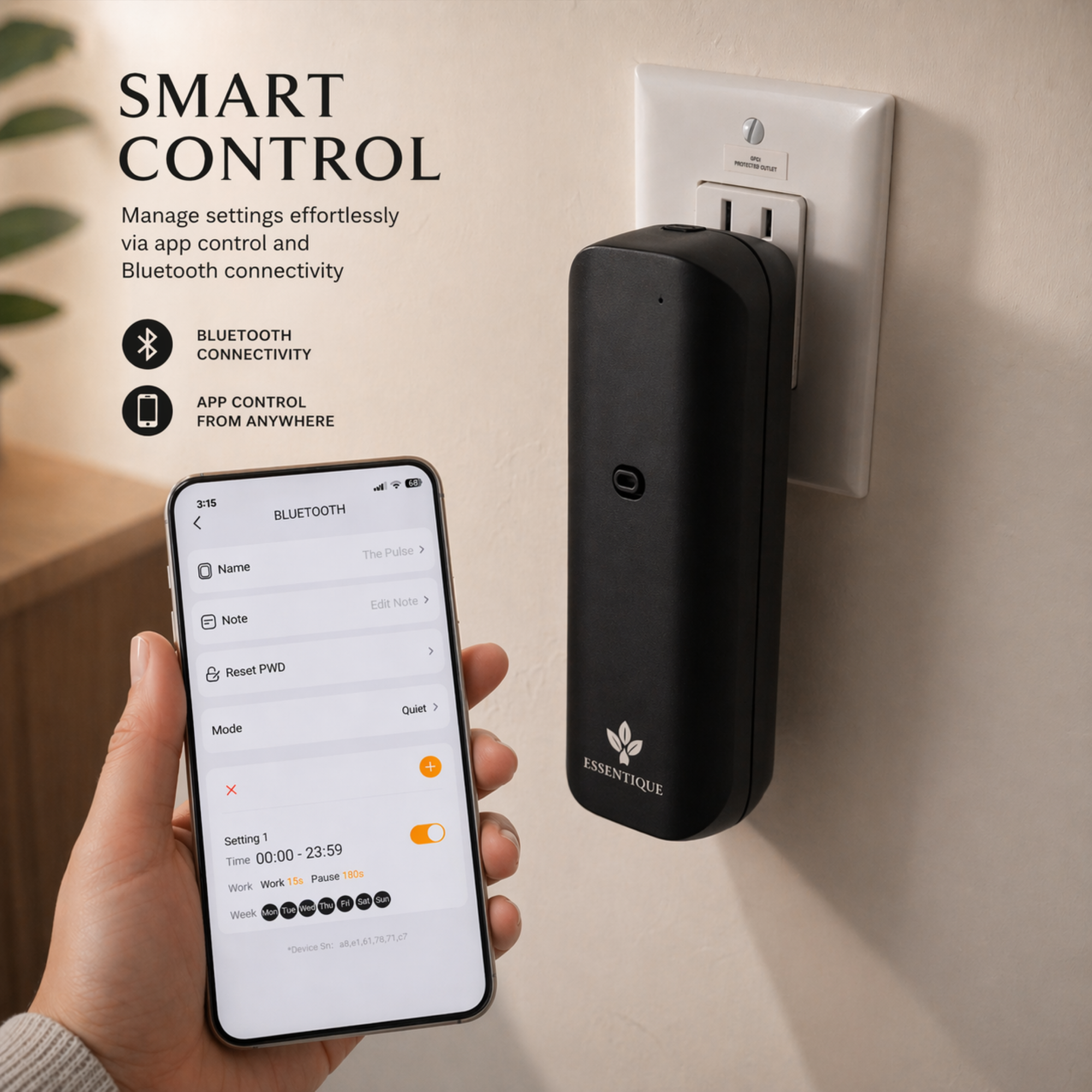 Essentique Pulse Black – Luxury Cold-Air Scent Diffuser | Waterless Aromatherapy Machine