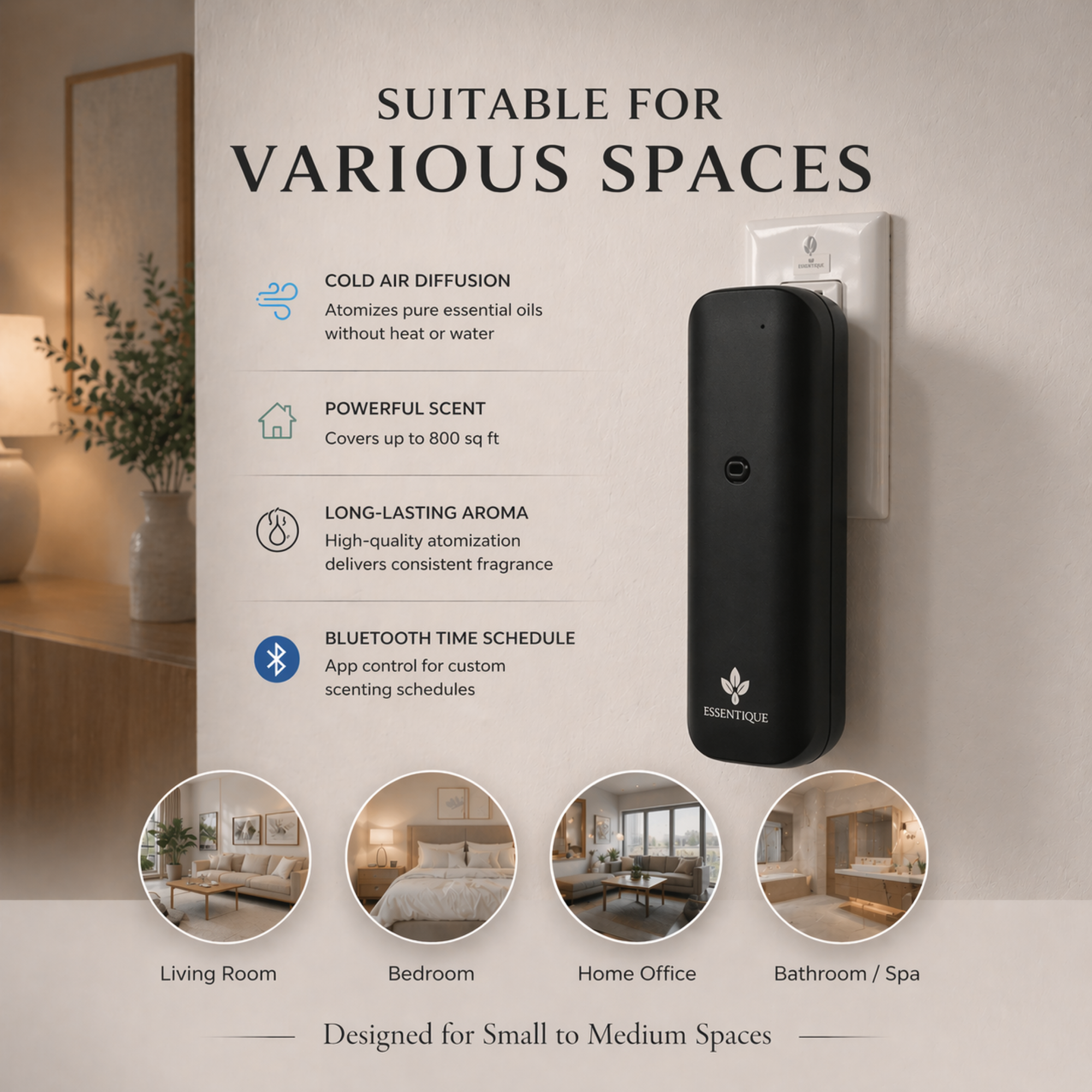 Essentique Pulse Black – Luxury Cold-Air Scent Diffuser | Waterless Aromatherapy Machine